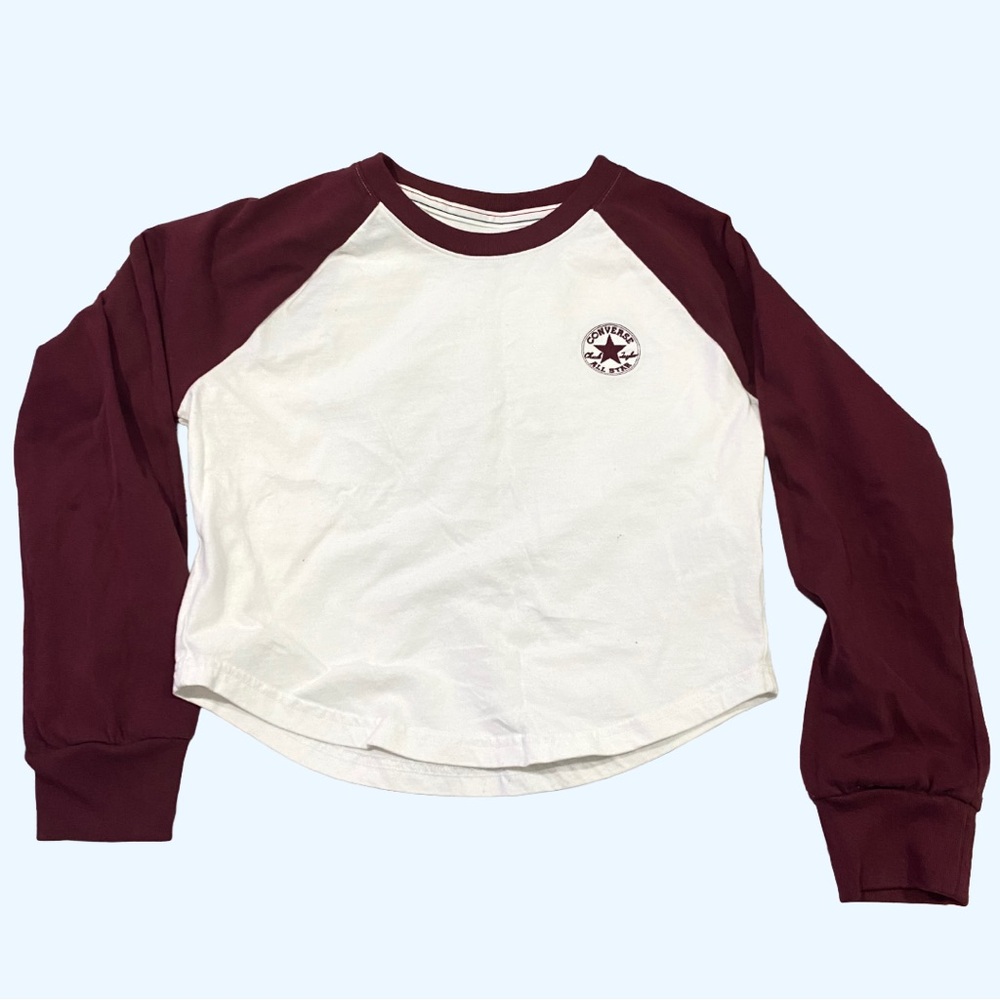 Women's Converse Red and White Raglan Long Sleeve Tee